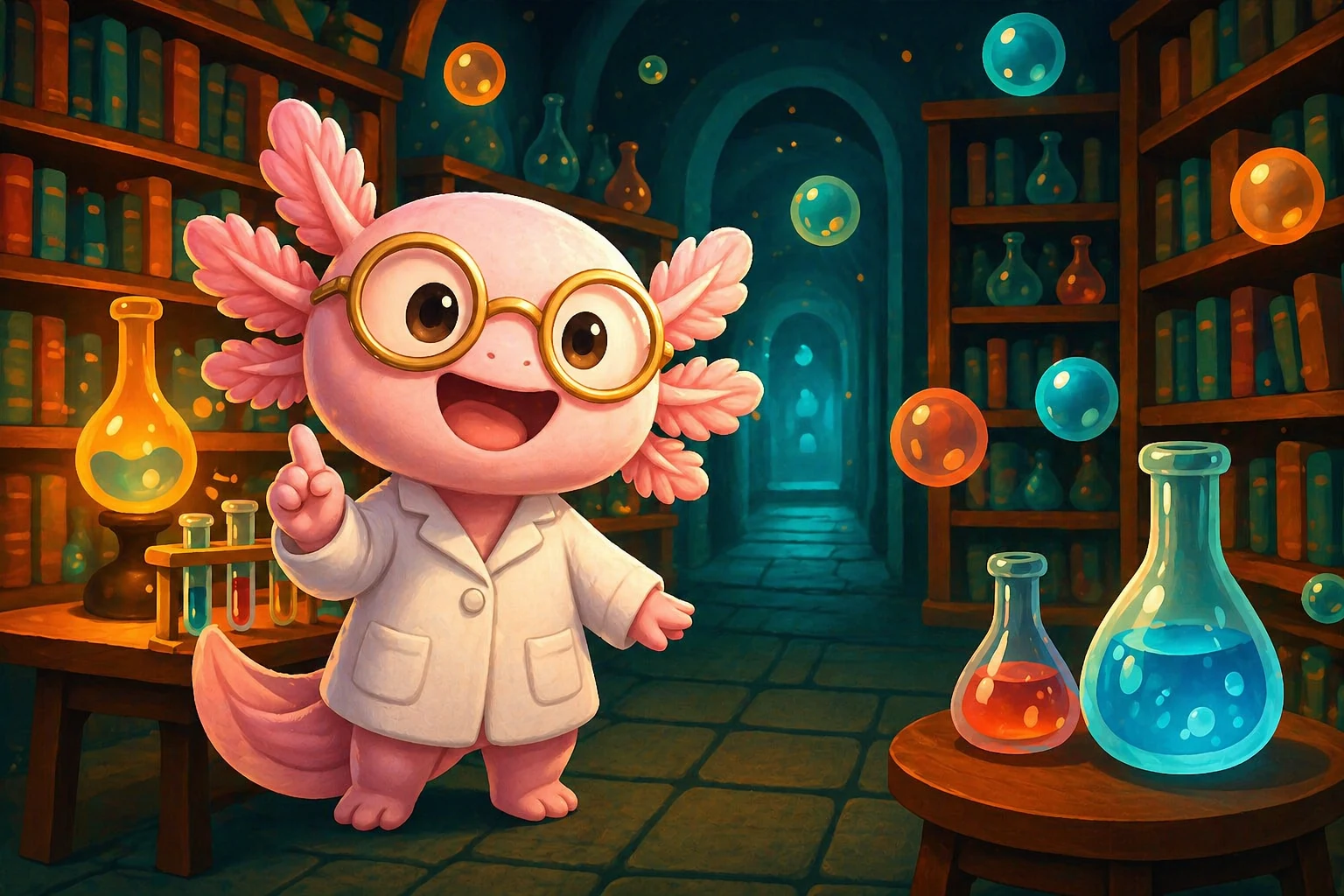Bubbleworks Academy thumbnail with Professor Luma the axolotl