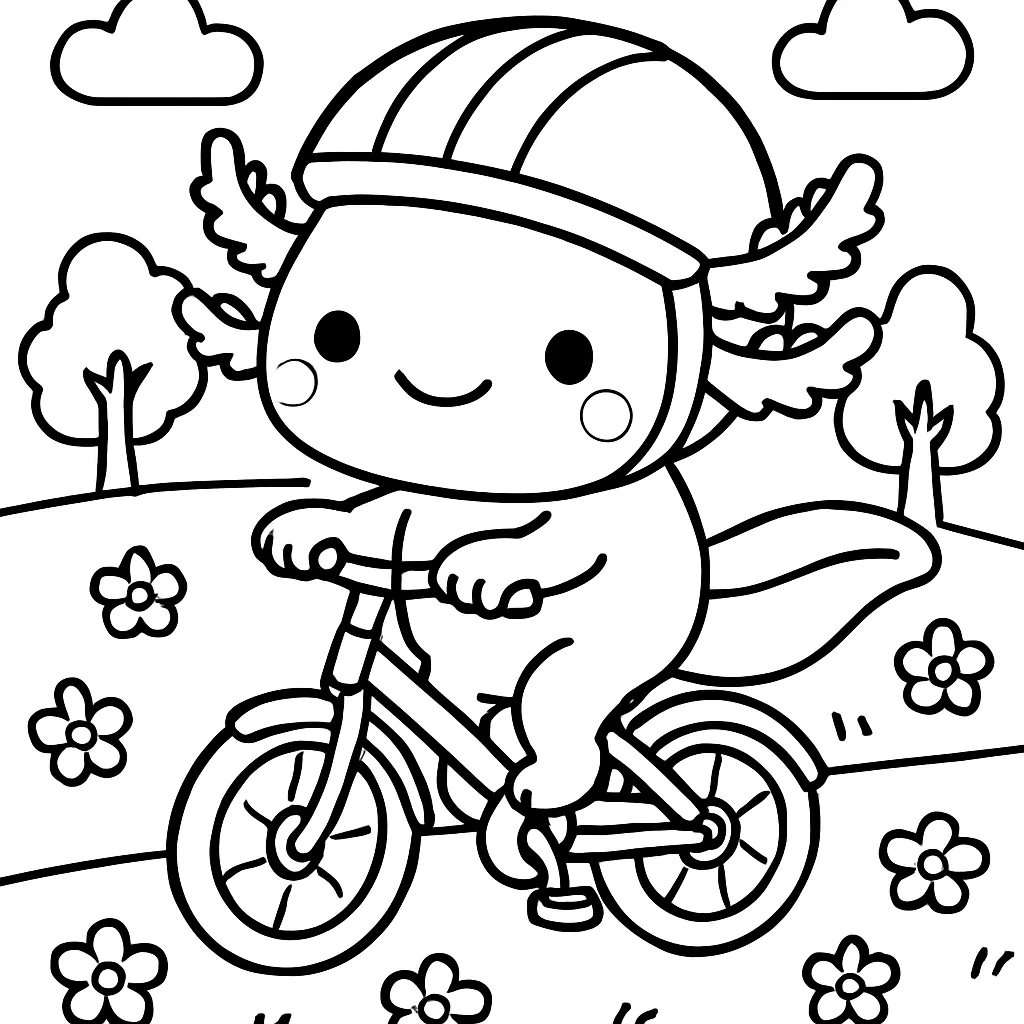 Axolotl Riding a Bike
