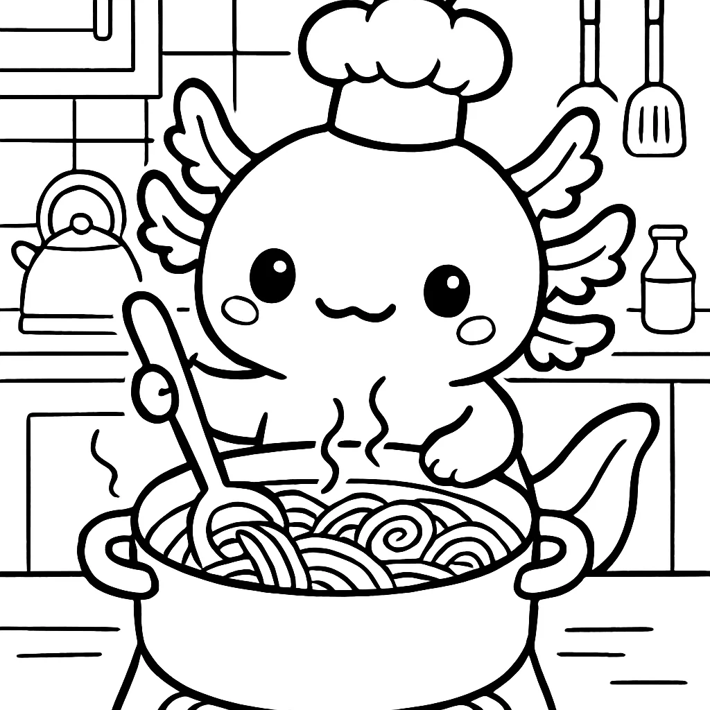 Axolotl Cooking Ramen
