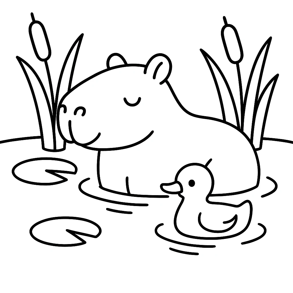 Capybara and Pond Friends