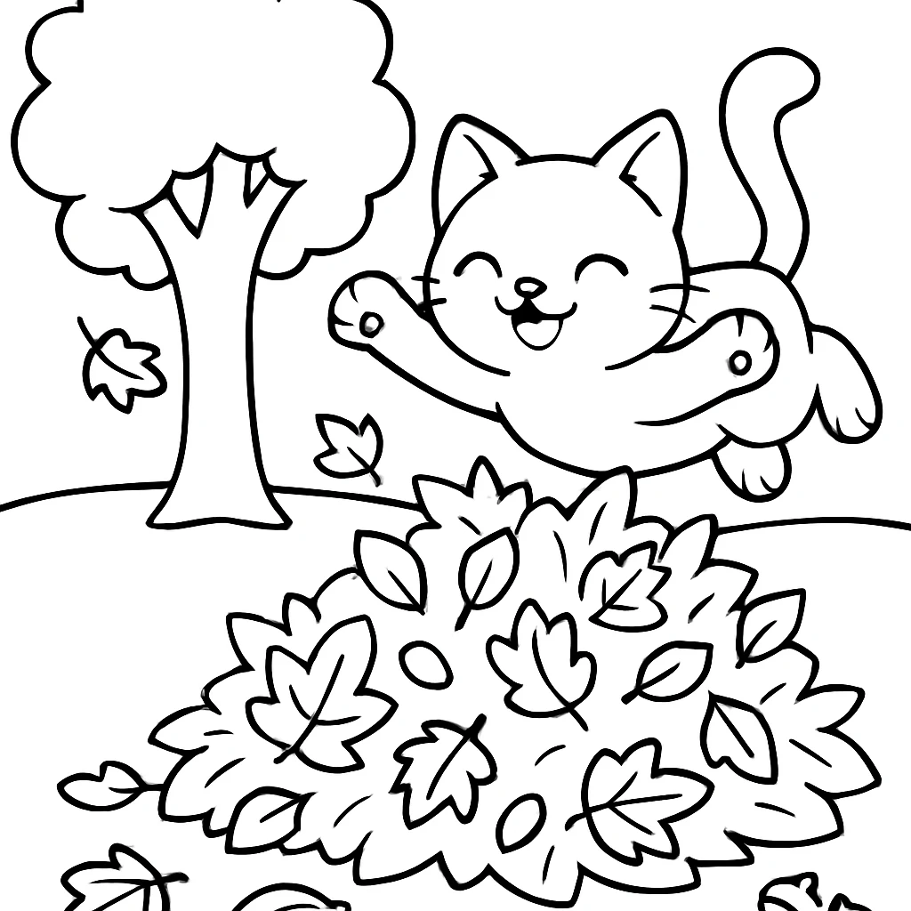 Cat in Autumn Leaves