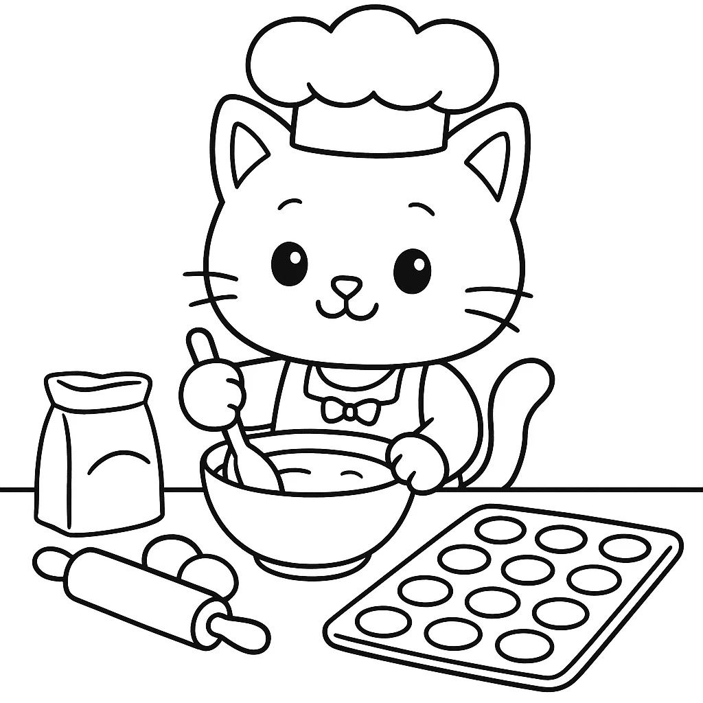 Cat Baking Cookies