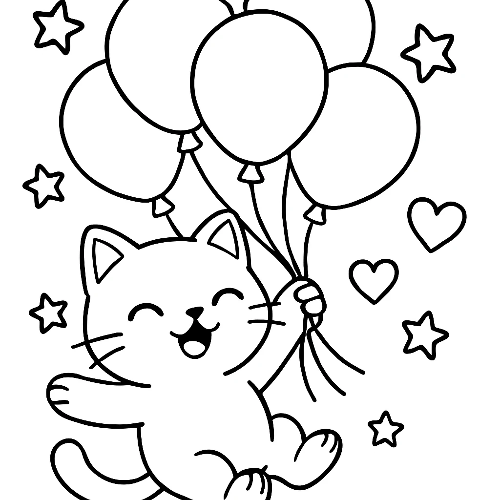Cat with Balloons