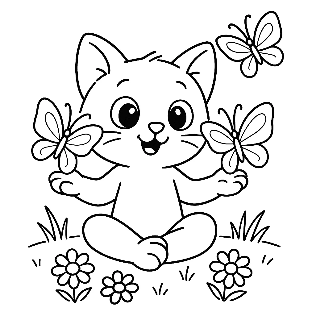 Cat and Butterflies