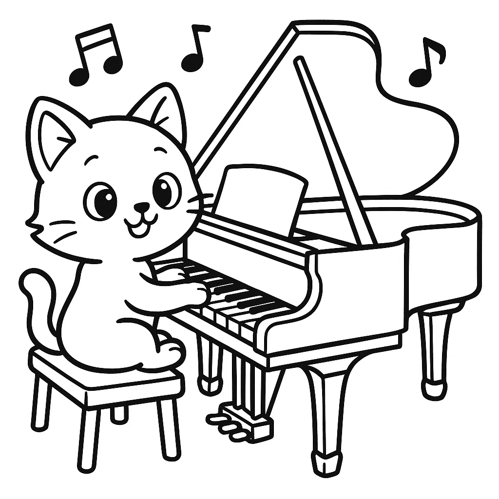 Cat Playing Piano