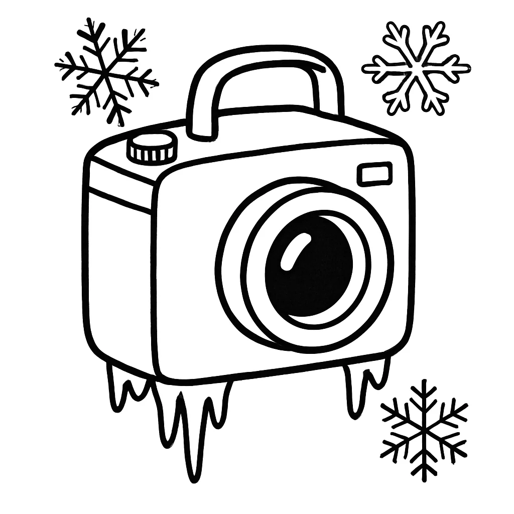 Camera with snowflakes