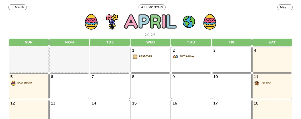 April calendar page