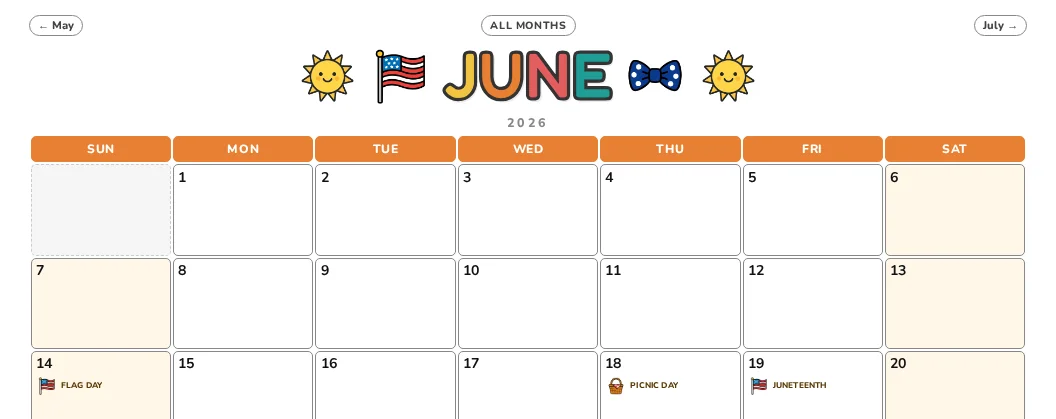 June calendar page