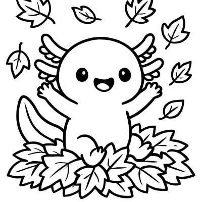 Axolotl in Autumn coloring page