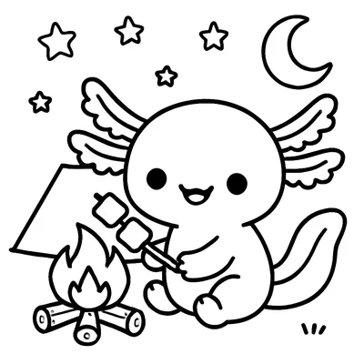 Axolotl Camping coloring page