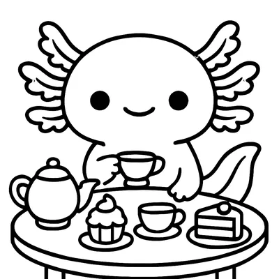 Axolotl Tea Party coloring page