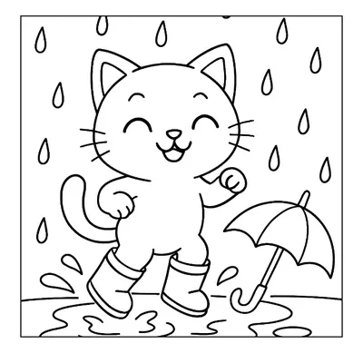 Cat in Rain Boots coloring page