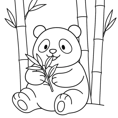 Panda in the bamboo forest coloring page