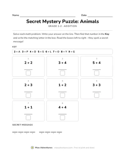 Animals easy puzzle