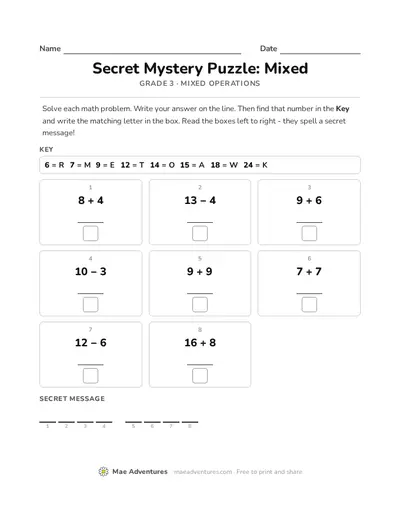 Mixed operations puzzle