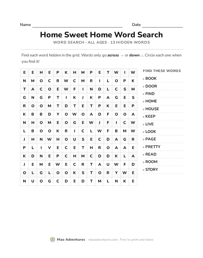 Word Search Week 17 word search