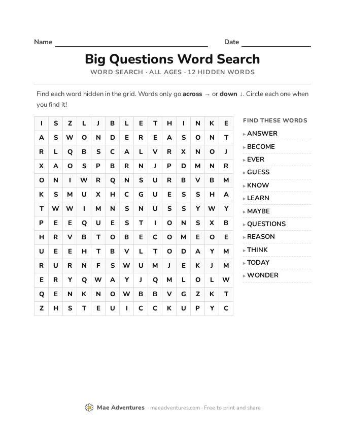 Word Search Week 25 word search