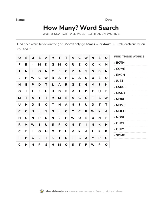 Word Search Week 4 word search